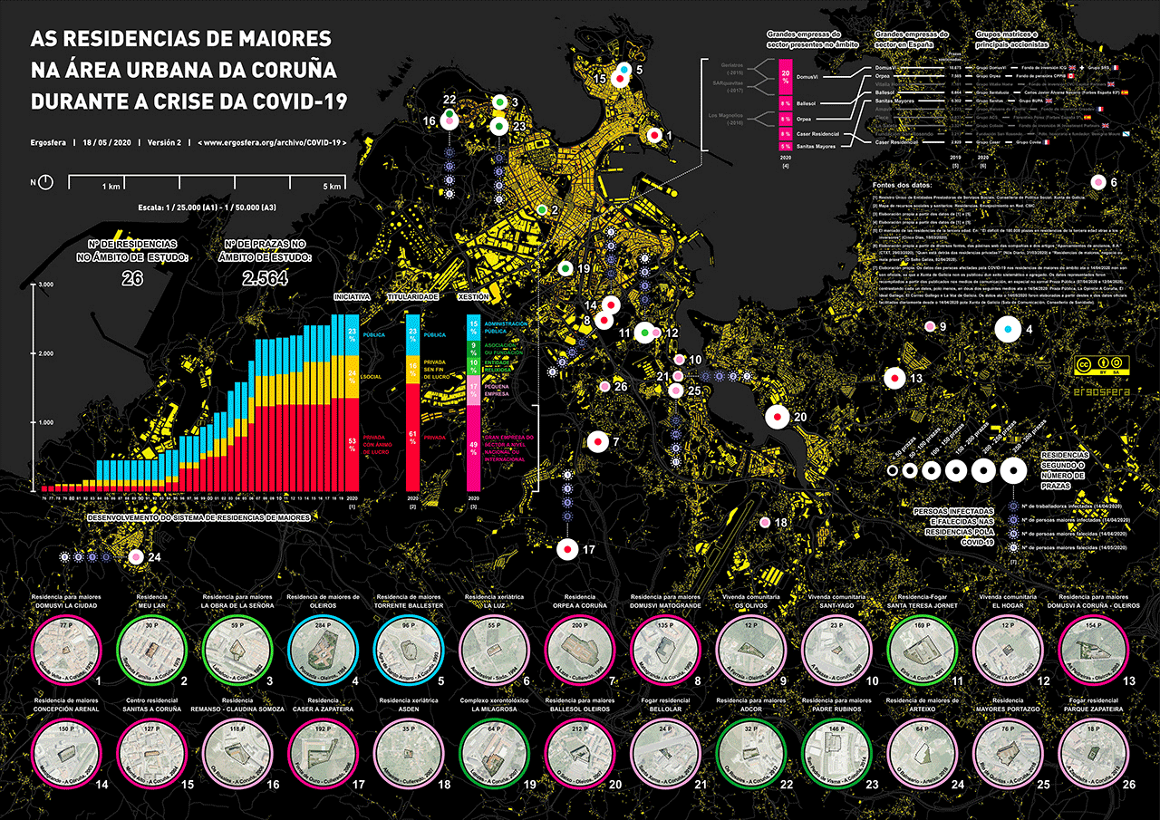 As residencias de maiores na área urbana da Coruña